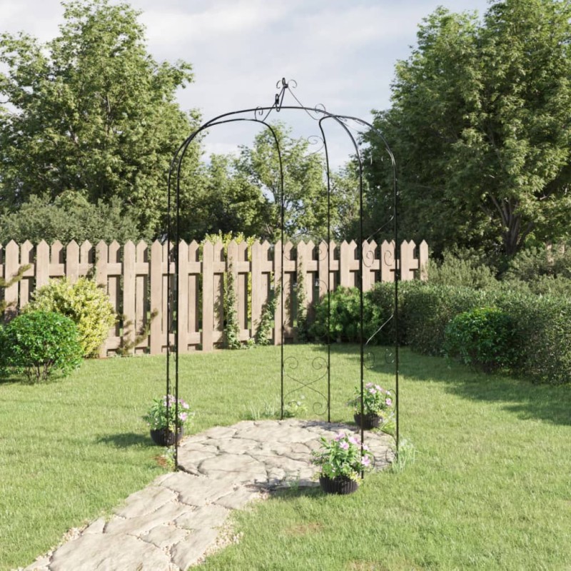 vidaXL Gartenbogen Schwarz Ø180x255 cm Stahl vidaXL Gartenbogen Schwarz Ø180x255 cm Stahl
