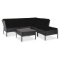 6-tlg. Garten-Lounge-Set mit Auflagen Poly Rattan Schwarz 6-tlg. Garten-Lounge-Set mit Auflagen Poly Rattan Schwarz