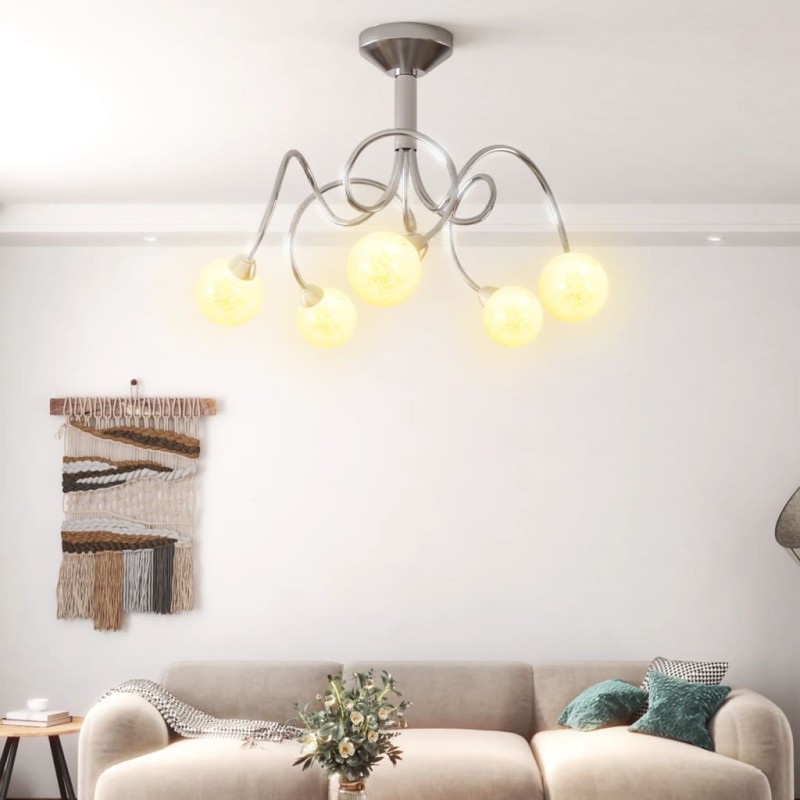 vidaXL Deckenleuchte mit Runden Glasschirmen für 5 G9 LED-Leuchtmittel vidaXL Deckenleuchte mit Runden Glasschirmen für 5 G9 LED-Leuchtmittel