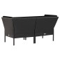 6-tlg. Garten-Lounge-Set mit Auflagen Poly Rattan Schwarz 6-tlg. Garten-Lounge-Set mit Auflagen Poly Rattan Schwarz