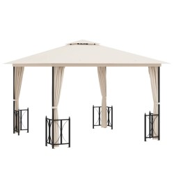 vidaXL Pavillon mit Seitenwänden & Doppeldach 3x3 m Creme