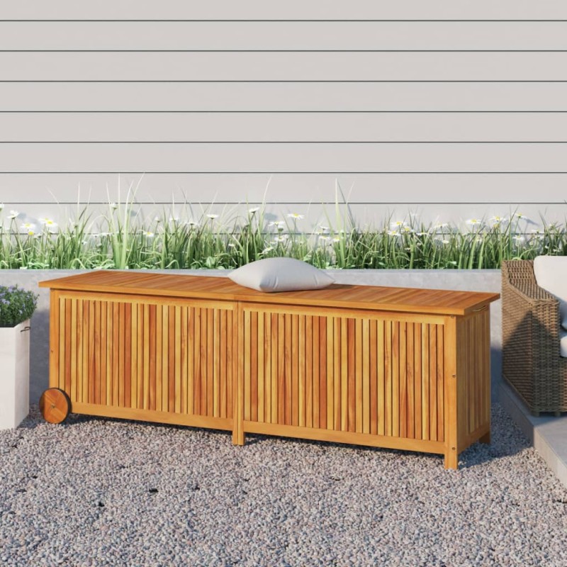 vidaXL Gartentruhe mit Rollen 150x50x58 cm Massivholz Akazie vidaXL Gartentruhe mit Rollen 150x50x58 cm Massivholz Akazie