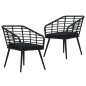Gartenstühle 2 Stk. mit Auflagen Poly Rattan Schwarz Gartenstühle 2 Stk. mit Auflagen Poly Rattan Schwarz