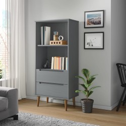 vidaXL Bücherregal MOLDE Grau 60x35x133,5 cm Massivholz Kiefer