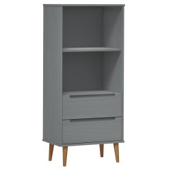 vidaXL Bücherregal MOLDE Grau 60x35x133,5 cm Massivholz Kiefer