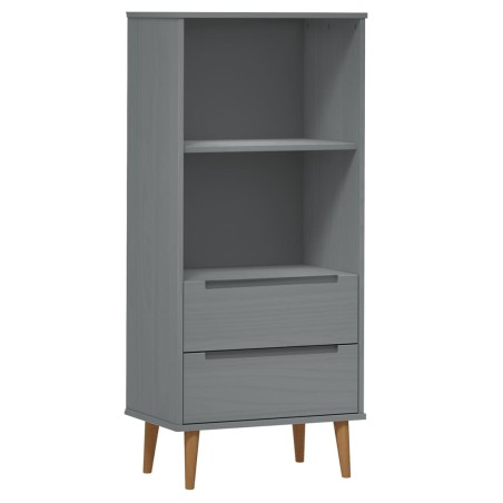 vidaXL Bücherregal MOLDE Grau 60x35x133,5 cm Massivholz Kiefer