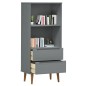 vidaXL Bücherregal MOLDE Grau 60x35x133,5 cm Massivholz Kiefer vidaXL Bücherregal MOLDE Grau 60x35x133,5 cm Massivholz Kiefer