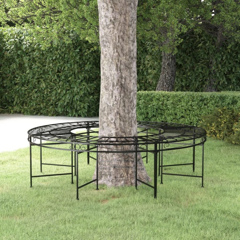 vidaXL Baumbank Rund Ø160 cm Schwarz Stahl vidaXL Baumbank Rund Ø160 cm Schwarz Stahl
