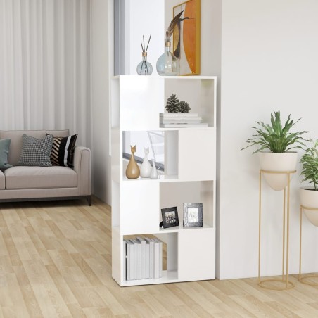 vidaXL Bücherregal Raumteiler Hochglanz-Weiß 60x24x124,5 cm