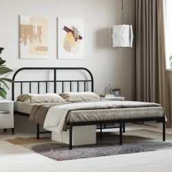 vidaXL Bettgestell mit Kopfteil Metall Schwarz 140x190 cm