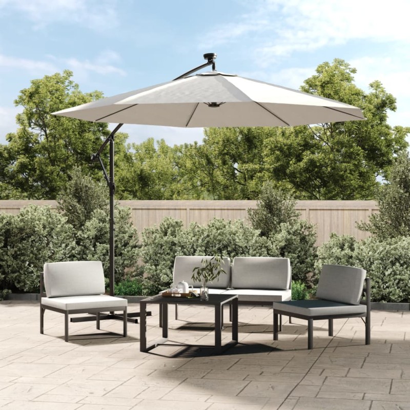 vidaXL Sonnenschirm Ampelschirm mit LED-Beleuchtung 300 cm Metallmast vidaXL Sonnenschirm Ampelschirm mit LED-Beleuchtung 300 cm Metallmast