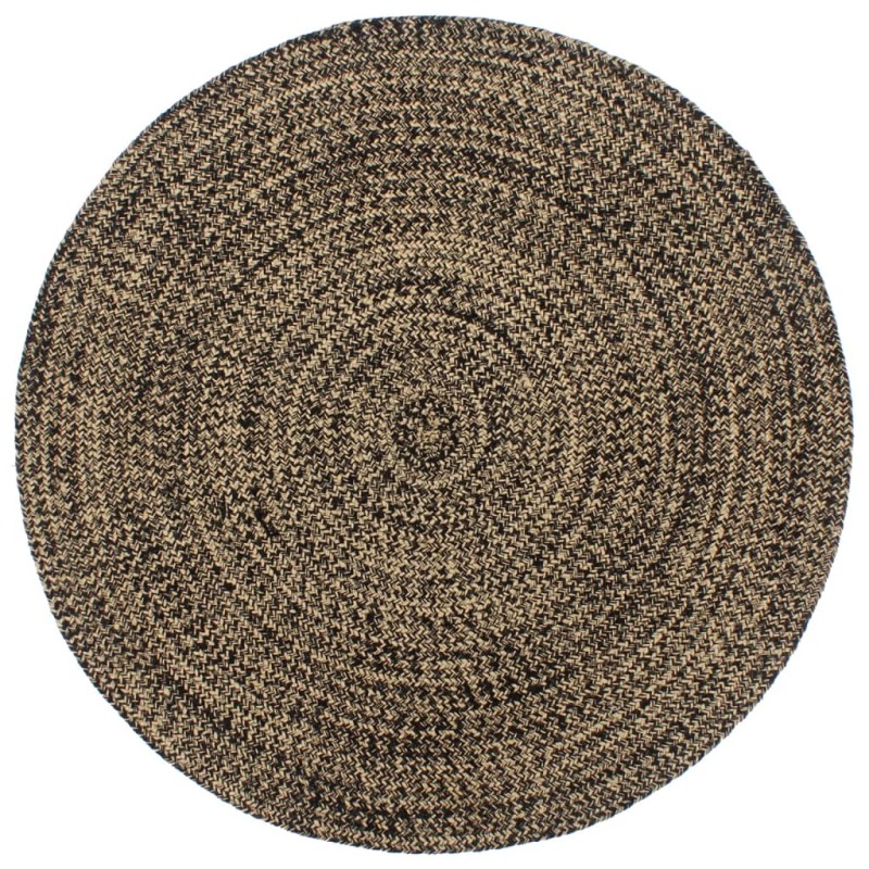 vidaXL Teppich Handgefertigt Jute Schwarz und Braun 180 cm vidaXL Teppich Handgefertigt Jute Schwarz und Braun 180 cm