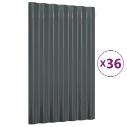 vidaXL Dachpaneele 36 Stk. Pulverbeschichteter Stahl Anthrazit 60x36cm
