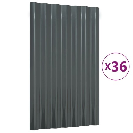 vidaXL Dachpaneele 36 Stk. Pulverbeschichteter Stahl Anthrazit 60x36cm