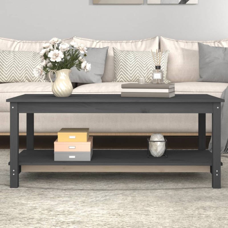 vidaXL Couchtisch Grau 110x55x45 cm Massivholz Kiefer vidaXL Couchtisch Grau 110x55x45 cm Massivholz Kiefer