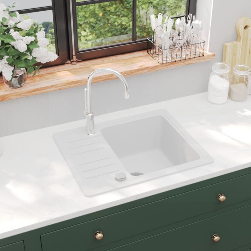 vidaXL Granitspüle Einzelbecken Weiß vidaXL Granitspüle Einzelbecken Weiß