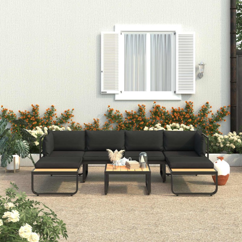4-tlg. Garten-Ecksofa-Set mit Auflagen Aluminium und WPC 4-tlg. Garten-Ecksofa-Set mit Auflagen Aluminium und WPC