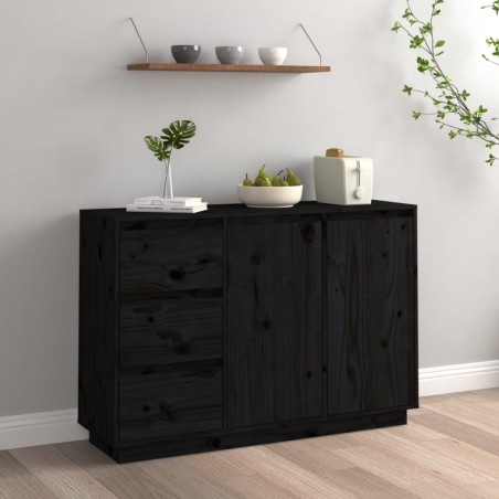 vidaXL Sideboard Schwarz 111x34x75 cm Massivholz Kiefer