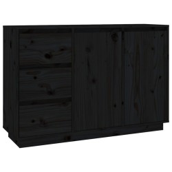 vidaXL Sideboard Schwarz 111x34x75 cm Massivholz Kiefer
