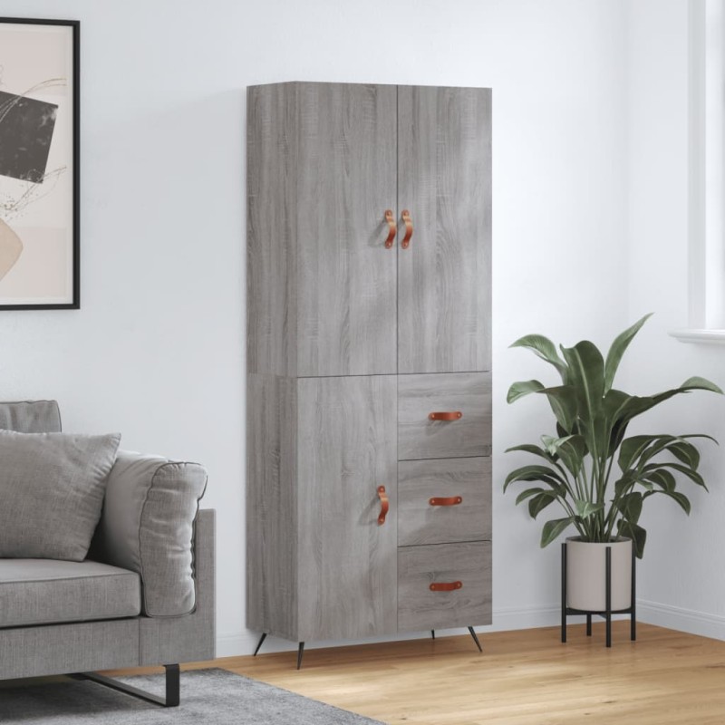 Highboard Grau Sonoma 69,5x34x180 cm Holzwerkstoff Highboard Grau Sonoma 69,5x34x180 cm Holzwerkstoff