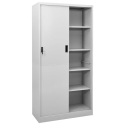 vidaXL Büroschrank mit Schiebetür Hellgrau 90x40x180 cm Stahl 
