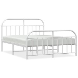 vidaXL Bettgestell mit Kopf- und Fußteil Metall Weiß 140x190 cm