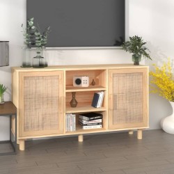 vidaXL Sideboard Braun 105x30x60 cm Massivholz Kiefer und Natur-Rattan