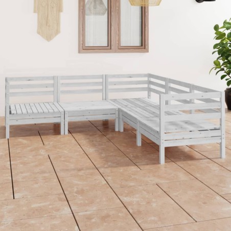 vidaXL 5-tlg. Garten-Lounge-Set Massivholz Kiefer Weiß