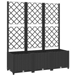 vidaXL Pflanzkübel mit Spalier Schwarz 120x40x136 cm PP