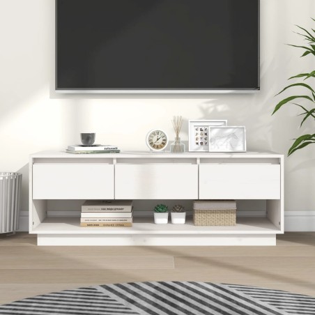 vidaXL TV-Schrank Weiß 110,5x34x40 cm Massivholz Kiefer