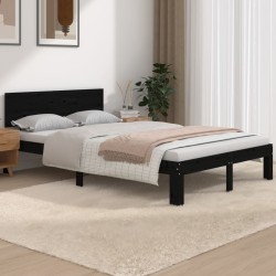 vidaXL Massivholzbett Schwarz 120x190 cm