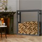 vidaXL Kaminholzregal Grau 100x25x100 cm Massivholz Kiefer vidaXL Kaminholzregal Grau 100x25x100 cm Massivholz Kiefer