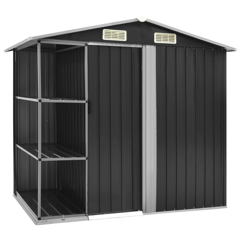 vidaXL Gartenhaus mit Regal Anthrazit 205x130x183 cm Eisen vidaXL Gartenhaus mit Regal Anthrazit 205x130x183 cm Eisen