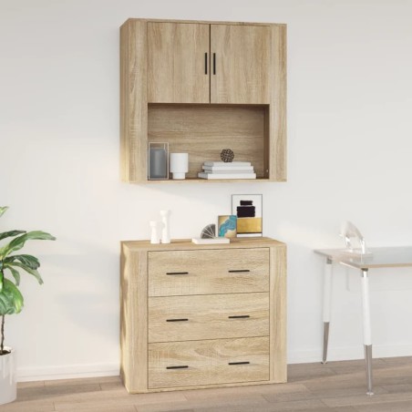 vidaXL Wandschrank Sonoma-Eiche 80x33x80 cm Holzwerkstoff