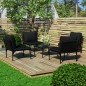 5-tlg. Garten-Lounge-Set mit Auflagen Schwarz PVC 5-tlg. Garten-Lounge-Set mit Auflagen Schwarz PVC