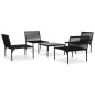 5-tlg. Garten-Lounge-Set mit Auflagen Schwarz PVC 5-tlg. Garten-Lounge-Set mit Auflagen Schwarz PVC