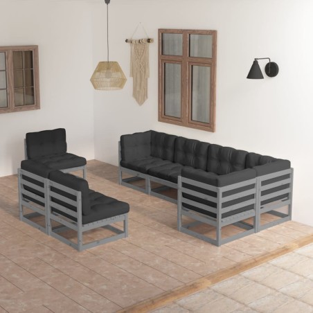 vidaXL 8-tlg. Garten-Lounge-Set mit Kissen Kiefer Massivholz