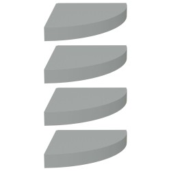 vidaXL Eck-Schweberegale 4 Stk. Grau 25x25x3,8 cm MDF