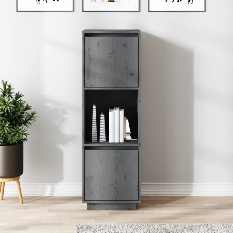 vidaXL Highboard Grau 38x35x117 cm Massivholz Kiefer vidaXL Highboard Grau 38x35x117 cm Massivholz Kiefer