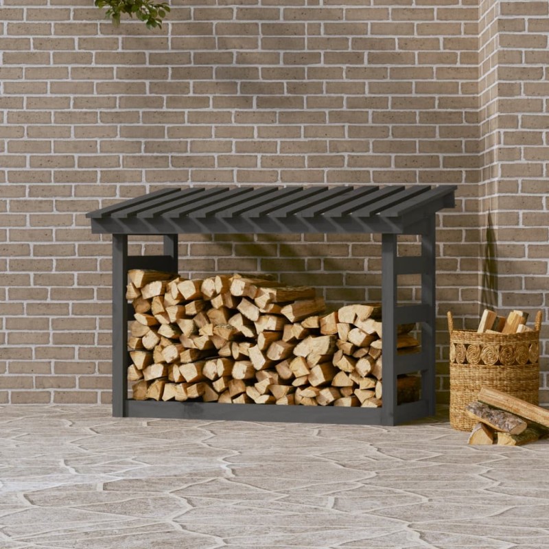 vidaXL Kaminholzregal Grau 108x64,5x78 cm Massivholz Kiefer vidaXL Kaminholzregal Grau 108x64,5x78 cm Massivholz Kiefer