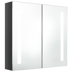 vidaXL LED-Spiegelschrank fürs Bad Glänzend Grau 62x14x60 cm
