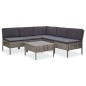 6-tlg. Garten-Sofagarnitur mit Auflagen Poly Rattan Grau 6-tlg. Garten-Sofagarnitur mit Auflagen Poly Rattan Grau