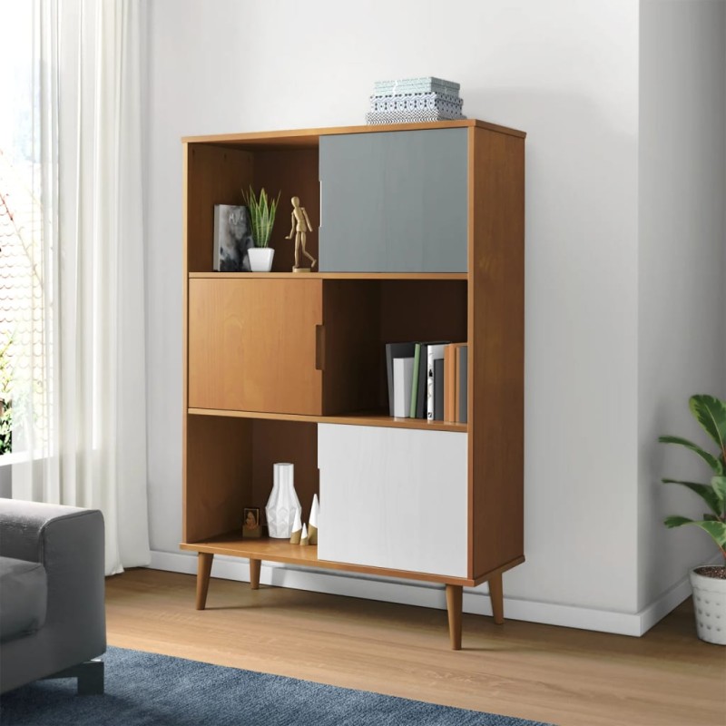 vidaXL Bücherregal MOLDE Braun 90x35x133,5 cm Massivholz Kiefer vidaXL Bücherregal MOLDE Braun 90x35x133,5 cm Massivholz Kiefer