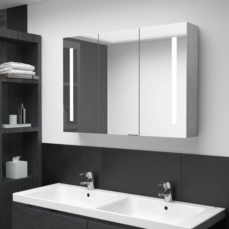 vidaXL LED-Spiegelschrank fürs Bad Betongrau 89x14x62 cm vidaXL LED-Spiegelschrank fürs Bad Betongrau 89x14x62 cm