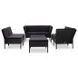 8-tlg. Garten-Lounge-Set mit Auflagen Poly Rattan Schwarz 8-tlg. Garten-Lounge-Set mit Auflagen Poly Rattan Schwarz