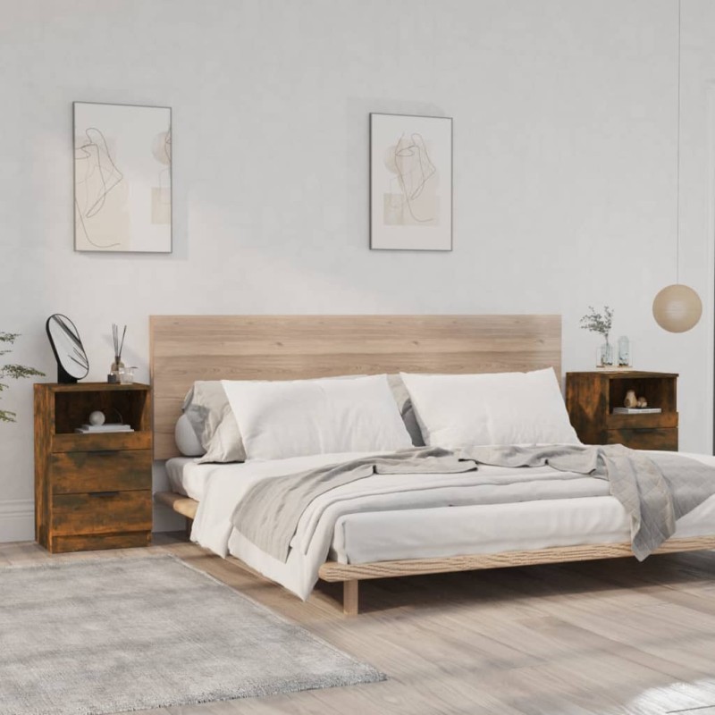 vidaXL Nachttische 2 Stk. Räuchereiche Holzwerkstoff vidaXL Nachttische 2 Stk. Räuchereiche Holzwerkstoff