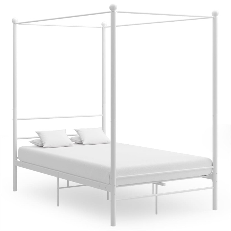 vidaXL Himmelbett Weiß Metall 120x200 cm vidaXL Himmelbett Weiß Metall 120x200 cm