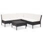 6-tlg. Garten-Lounge-Set mit Auflagen Poly Rattan Schwarz 6-tlg. Garten-Lounge-Set mit Auflagen Poly Rattan Schwarz