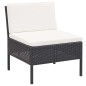 6-tlg. Garten-Lounge-Set mit Auflagen Poly Rattan Schwarz 6-tlg. Garten-Lounge-Set mit Auflagen Poly Rattan Schwarz