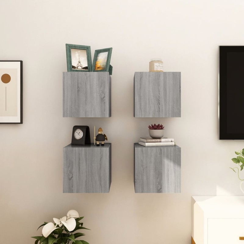 vidaXL TV-Wandschrank 4 Stk. Grau Sonoma 30,5x30x30 cm vidaXL TV-Wandschrank 4 Stk. Grau Sonoma 30,5x30x30 cm